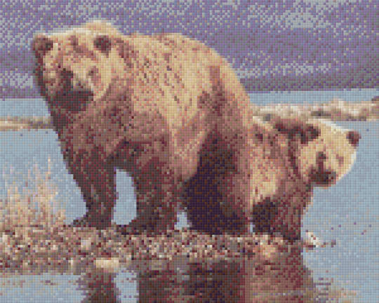 Bears At Waterhole Nine [9] Baseplate PixelHobby Mini-mosaic Art Kit
